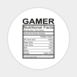 Gamer Nutritional Facts Magnet